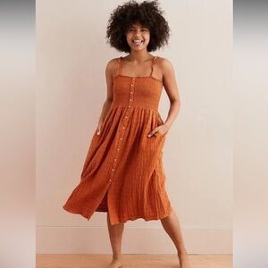 Aerie smocked button down dress